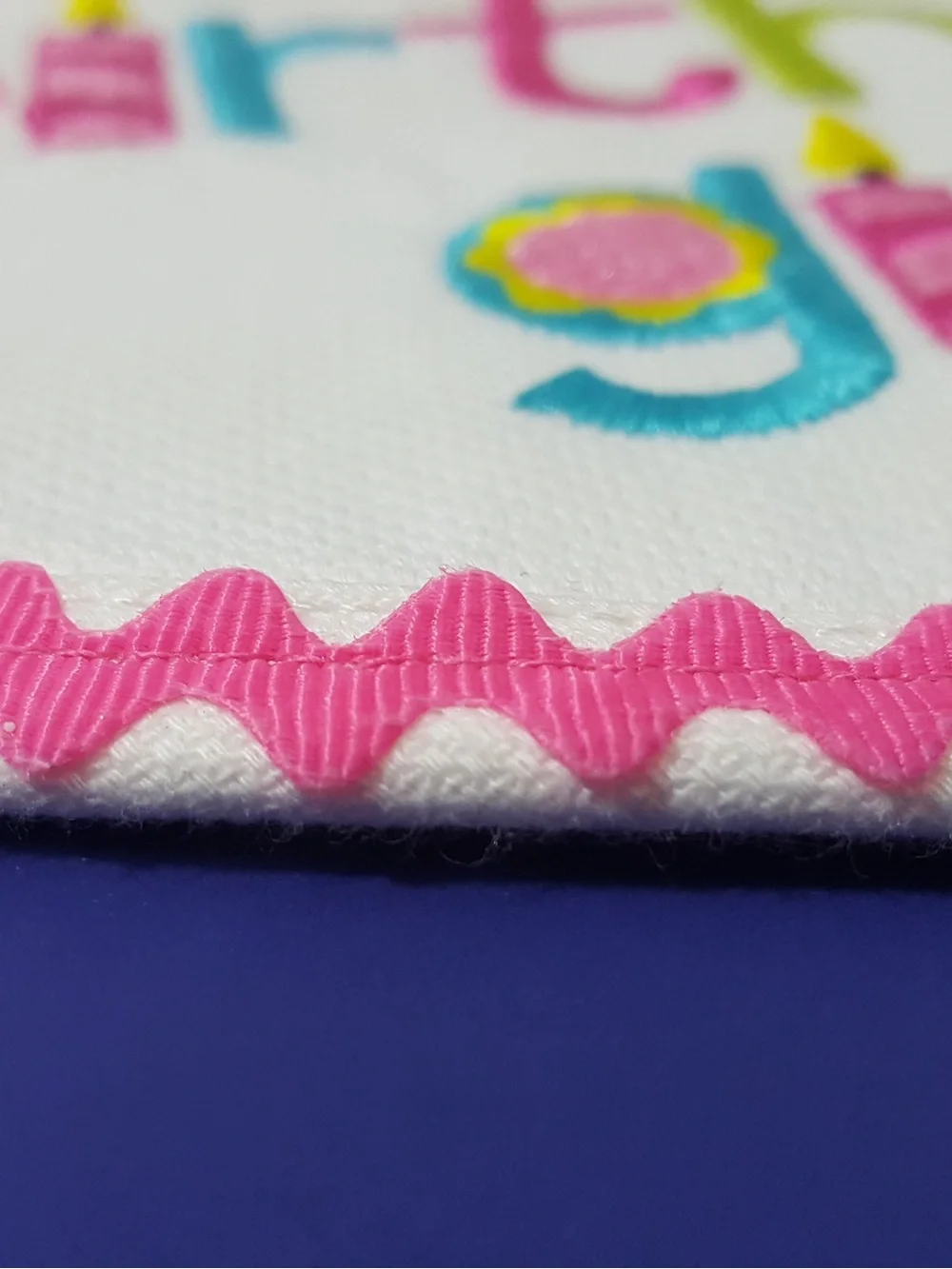 Mud Pie White Bib with Pink, Teal and Lime “Birthday Girl” Embroidery